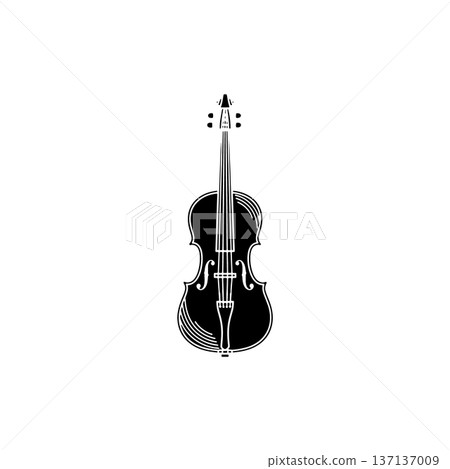 Detailed Violin Illustration in Black Outline Style Detailed Violin Illustration in Black Outline Style 137137009