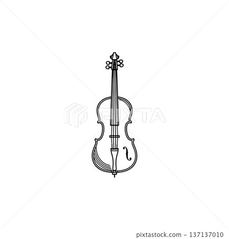 Technical Violin Line Drawing Isolated on White Technical Violin Line Drawing Isolated on White 137137010