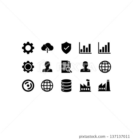 Business and Technology Icon Set Black Glyph Collection Business and Technology Icon Set Black Glyph Collection 137137011
