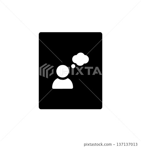 User Thinking Icon White on Black Square Background User Thinking Icon White on Black Square Background 137137013