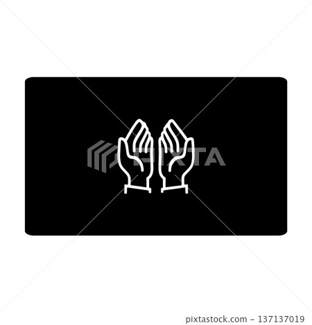 Praying Hands Icon White on Black Background 137137019