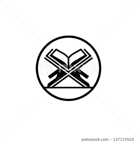 Quran Book Icon Line Art in Circular Border Quran Book Icon Line Art in Circular Border 137137028