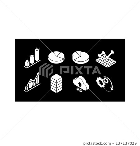 Islamic Infographic Icon Set White on Black Background Islamic Infographic Icon Set White on Black Background 137137029