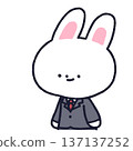 A rabbit in a suit looking to the side 137137252