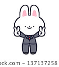 Rabbit making peace signs with both hands 137137258