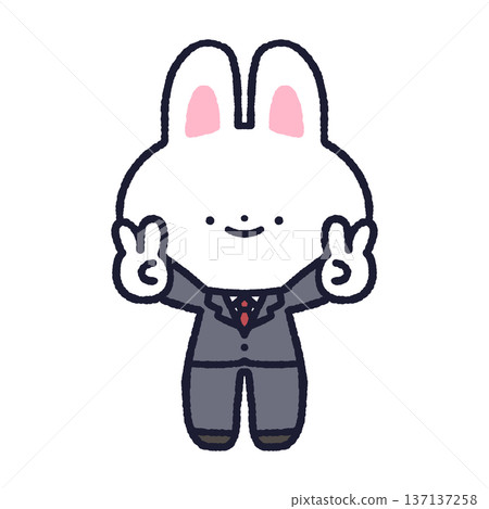 Rabbit making peace signs with both hands Rabbit making peace signs with both hands 137137258