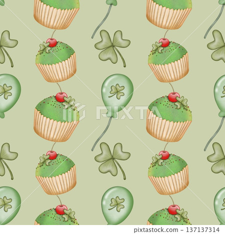 Seamless pattern Saint patrick's day elements cartoon. Hand drawn watercolor illustration. textiles and seasonal fabric. Seamless pattern Saint patrick's day elements cartoon. Hand drawn watercolor illustration. textiles and seasonal fabric. 137137314