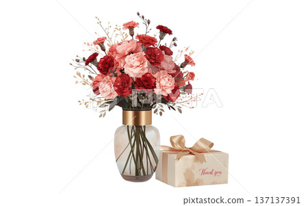 Carnation flower arrangement, gift and vase background material to express gratitude Carnation flower arrangement, gift and vase background material to express gratitude 137137391