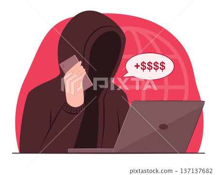 Scammer Calls to Trick Victims for Demand Ransom and Transferring Money for Cyber Crime and Online Digital Risk Concept Illustration Clip Art Scammer Calls to Trick Victims for Demand Ransom and Transferring Money for Cyber Crime and Online Digital Risk Concept Illustration Clip Art 137137682
