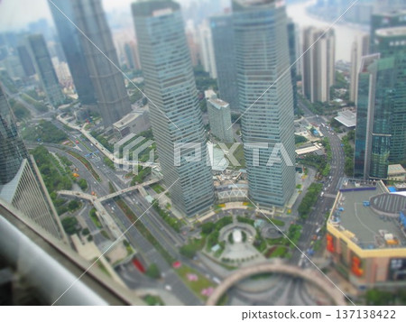 View from the Oriental Pearl Tower in Shanghai, China (diorama style) 137138422