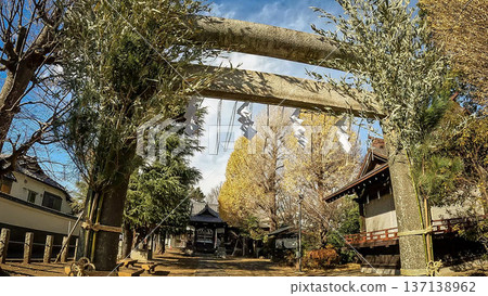 Tsutsumikata Shrine and stone torii gate in autumn Tsutsumikata Shrine and stone torii gate in autumn 137138962