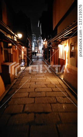 Night view of Shirakawa Area in Gion, Kyoto, around Tatsumi Bridge 137139376