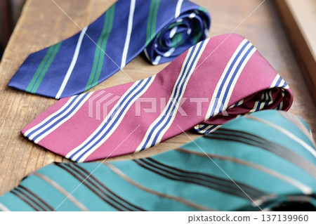 British and American striped ties, three ties British and American striped ties, three ties 137139960