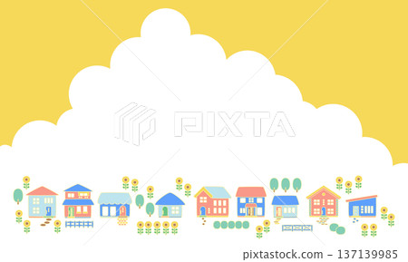 夏日藍天和盛開的向日葵小鎮風景邊框背景素材(有邊框) 夏日藍天和盛開的向日葵小鎮風景邊框背景素材(有邊框) 137139985