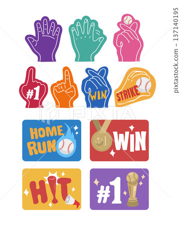 Baseball Fan Cheering Hand Gestures Set Baseball Fan Cheering Hand Gestures Set 137140195