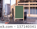 Large blank billboard on a street wall, banners with room to add your own text 137140341