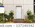 sidewalk by street wall  and  door 137140342