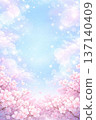 Spring cherry blossoms and fluffy bokeh sparkling pastel sky background (vertical) 137140409