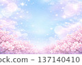 Spring cherry blossoms and fluffy bokeh sparkling pastel sky background (horizontal) 137140410
