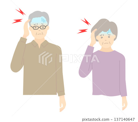 Vector illustration of an elderly person suffering from a headache 137140647