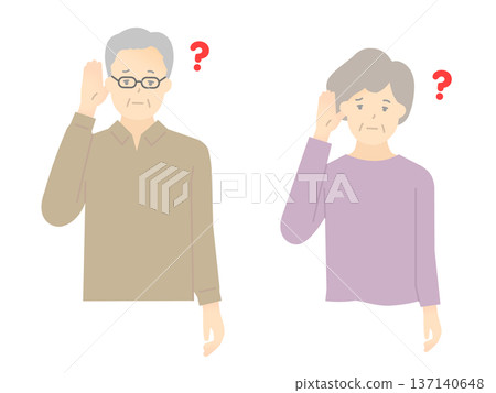 Vector illustration of elderly people who are hard of hearing due to hearing loss Vector illustration of elderly people who are hard of hearing due to hearing loss 137140648