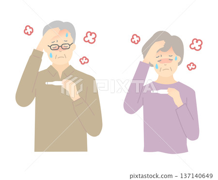Elderly people with fever vector illustration material Elderly people with fever vector illustration material 137140649