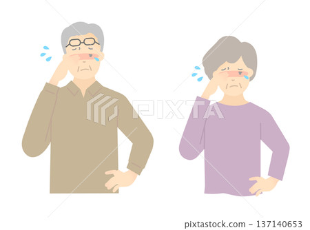 Itchy eyes elderly illustration vector material 137140653
