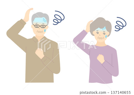 老年人眩暈的向量插圖 137140655