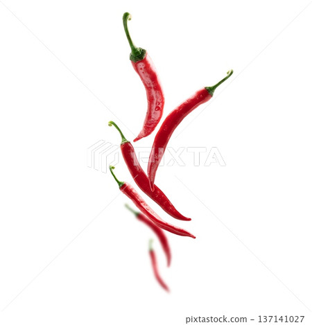 Red hot pepper levitates on a white background 137141027