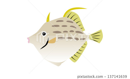 簡單可愛的絲鰭魚插圖，食物和魚類向量素材 137141639