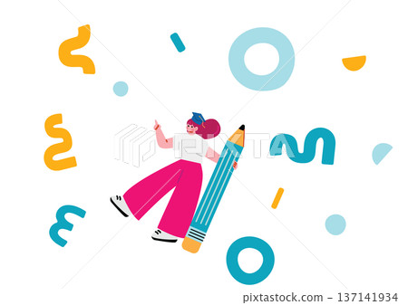 流行可愛學生妹插畫 流行可愛學生妹插畫 137141934