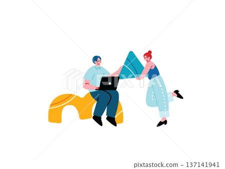 一幅描繪男女交流想法的插圖 一幅描繪男女交流想法的插圖 137141941