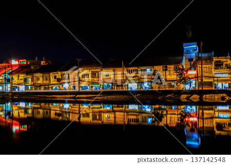 Row Of Old Houses On The Bank Of Tau Hu Canal In Binh Dong Wharf In Ho Chi Minh City, Vietnam. 137142548