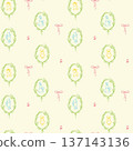 Whimsical Happy Easter Pattern with Bunny and Chick 137143136