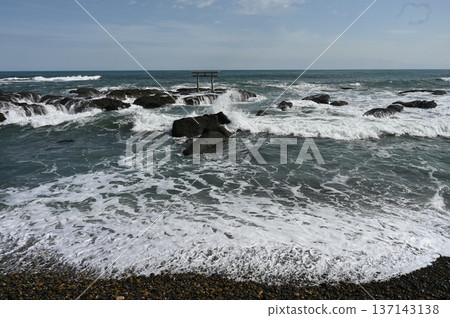 大洗海岸上磯海灘波濤洶湧 137143138