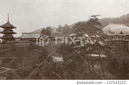 Old photo from 1926 at Kiyomizu-dera Temple in Kyoto Old photo from 1926 at Kiyomizu-dera Temple in Kyoto 137143225