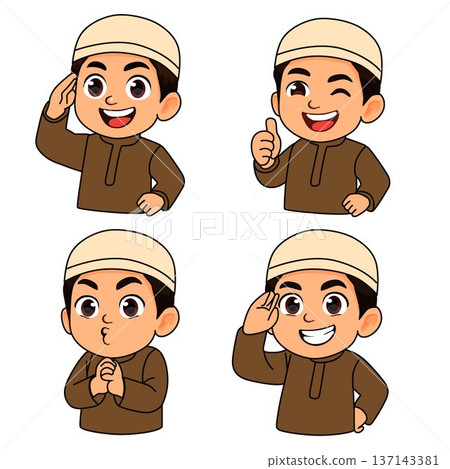 muslim boy emoji emotion set 137143381