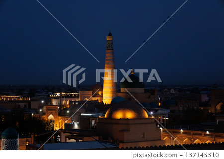 Night view of Itchan Kala in Khiva, Uzbekistan Night view of Itchan Kala in Khiva, Uzbekistan 137145310
