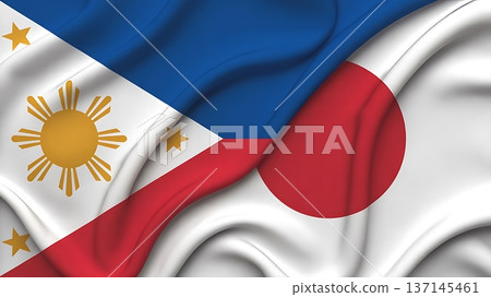 Philippines and japan flags overlap in fabric 137145461