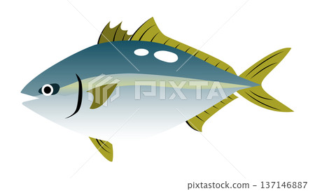 簡單可愛的黃尾魚插畫，食物和魚類向量素材 137146887