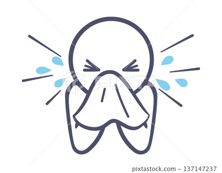 Simple illustration of a person sneezing 137147237