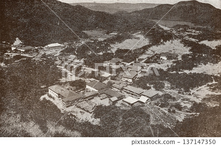 Old photo, 1926, panorama of Unzen city Old photo, 1926, panorama of Unzen city 137147350