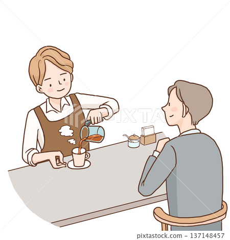 Enjoying coffee at a cafe 137148457