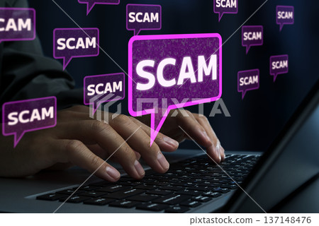 Online and internet scams. Malicious posts and fraudulent advertisements on social media. 137148476