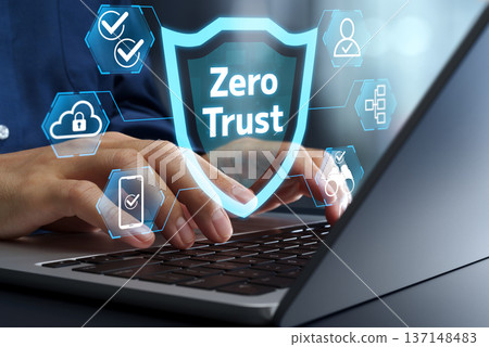 零信任安全性和存取控制。身份驗證和多因素認證。零信任安全筆記型電腦 137148483