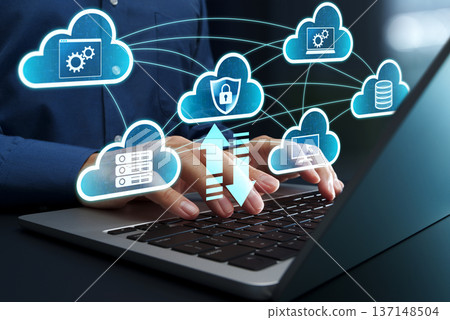 多雲和雲端整合。雲端運算的可擴展性和最佳化。雲端應用 137148504