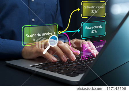 情境分析與策略規劃。風險評估與模擬。利用筆記型電腦預測不確定性 137148506