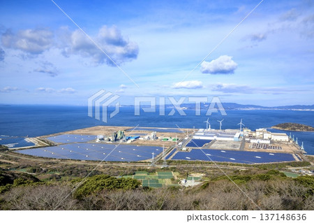Tahara City Biomass Power Plant viewed from the Zao Mountain Observatory in Tahara City 137148636