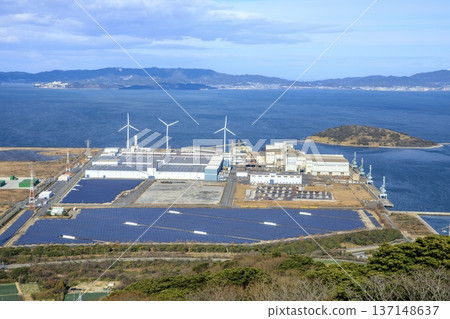 Tahara City Biomass Power Plant viewed from the Zao Mountain Observatory in Tahara City 137148637