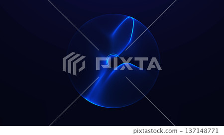Blue glowing abstract energy sphere with smooth plasma waves and luminous electric core on dark background. Futuristic digital orb with soft gradient light and minimal sci fi glow. 137148771